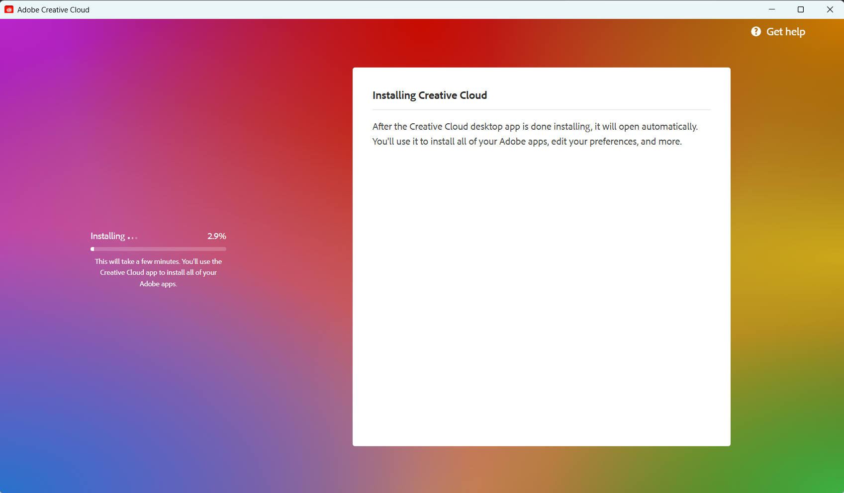 Adobe Creative Cloud installing