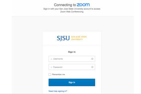 SJSU One login page